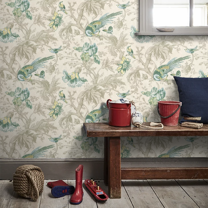 0282CWPARAD - Crowe Hall Lane Wallpaper - Blue / Green / Grey - Little Greene