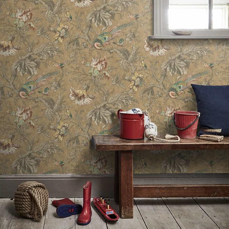 0282CWREADE - Crowe Hall Lane Wallpaper - Orange / Green / Brown - Little Greene