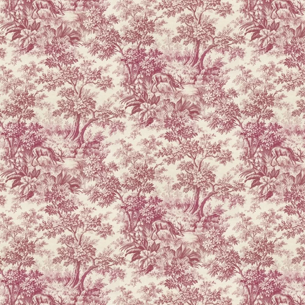 0284SGBURGU - Stag Toile Wallpaper - Burgundy - Little Greene
