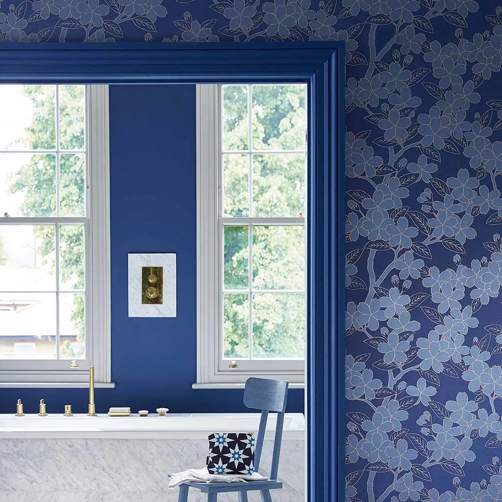 0288CASMALT - Camellia Wallpaper - Smalt - Little Greene