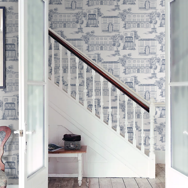 0288HAMIDBL - Hampstead Wallpaper - Mid Blue - Little Greene
