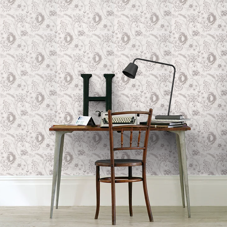 0291WODOLPH - Woodblock Mono Wallpaper - Dolphin - Little Greene