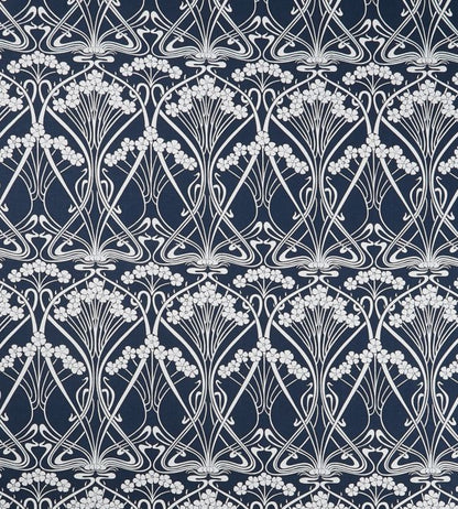 Ianthe Bloom Stencil in Chiltern Linen Fabric - Blue