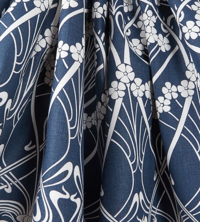 Ianthe Bloom Stencil in Chiltern Linen Room Fabric - Blue