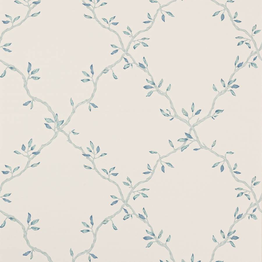 Leaf Trellis Wallpaper - Old Blue - 07706/05