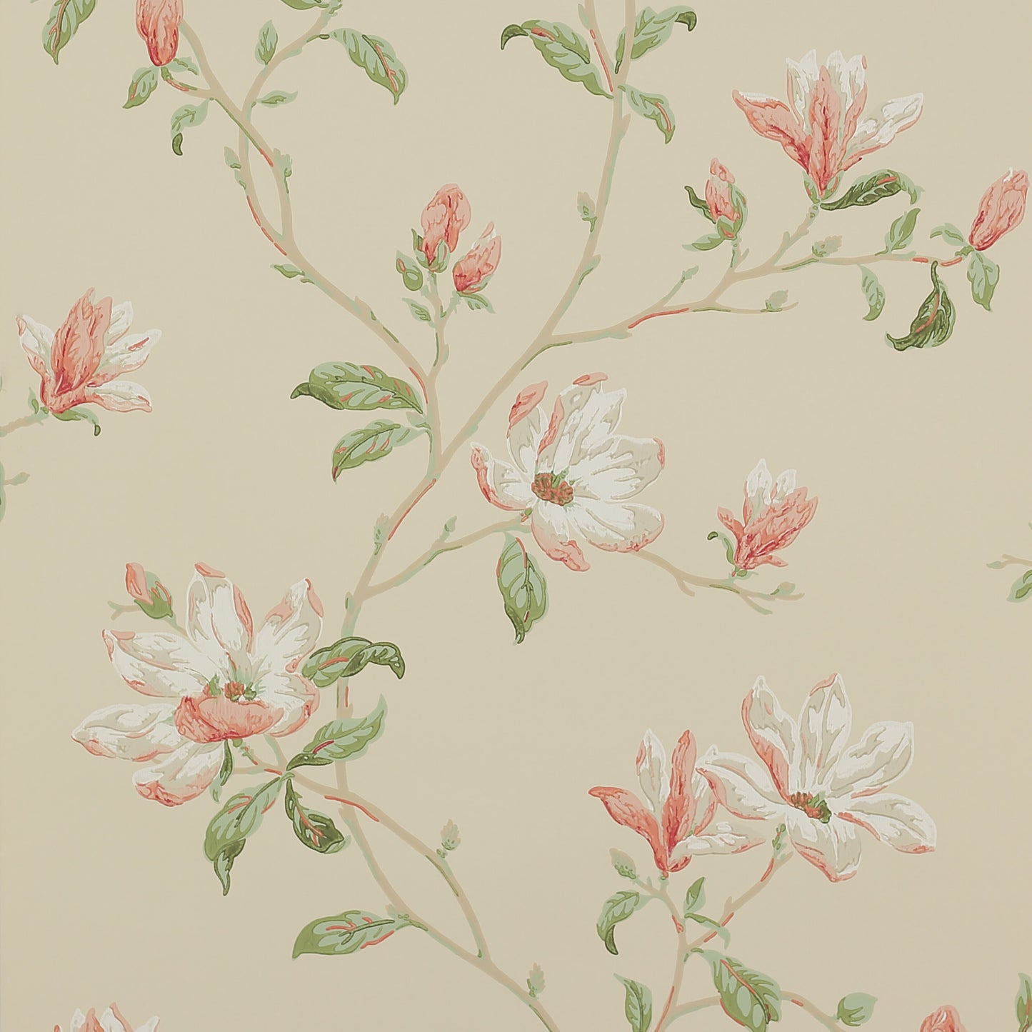Marchwood Wallpaper - Coral/Sage - 07976/09