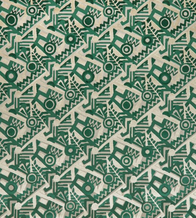 Zig Zag Velvet Fabric - Green