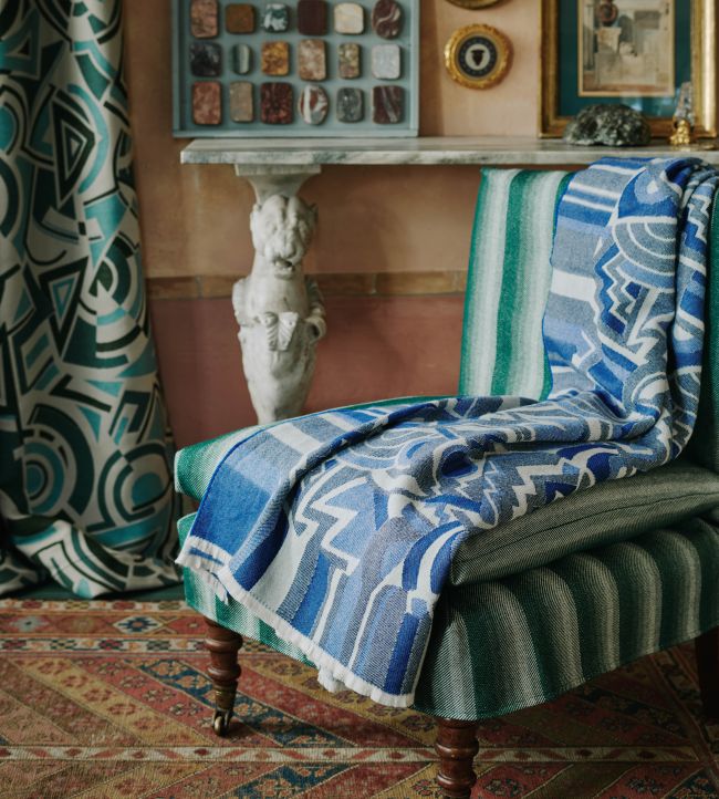 Shadow Line Room Fabric - Teal