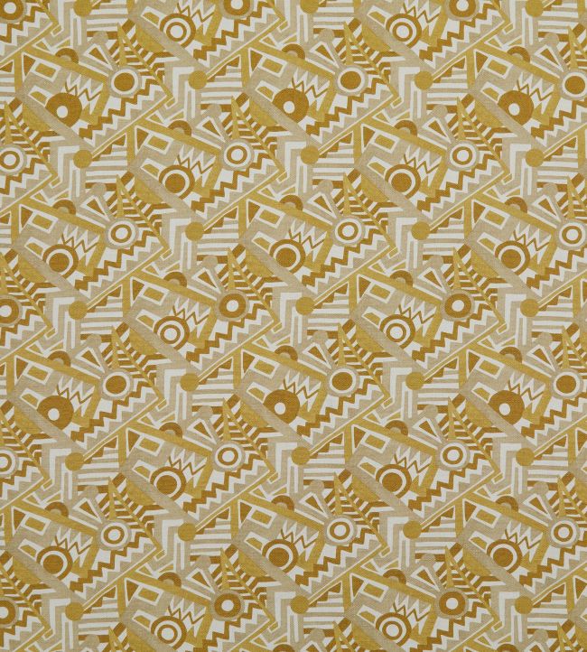 Zig Zag Linen Fabric - Yellow
