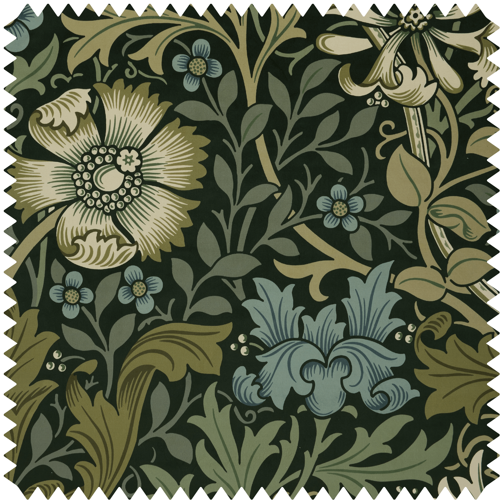 1-FA-CMM-VE-VER-XXX-XXX - Compton Magna Velvet Fabric - Verde - House of Hackney