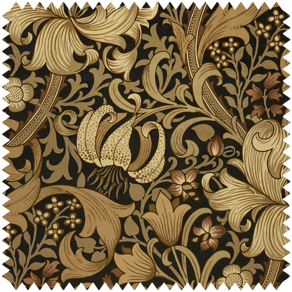 1-FA-GLM-VE-BLK-XXX-XXX - Golden Lily Magna Velvet Fabric - Black - House of Hackney