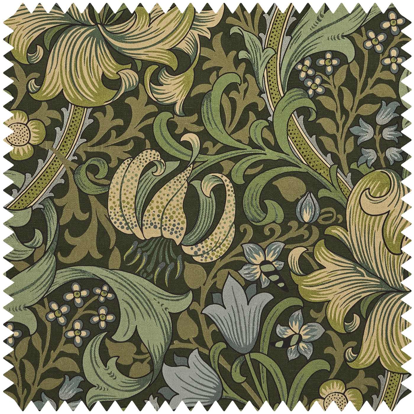 1-FA-GLM-VE-VER-XXX-XXX - Golden Lily Magna Velvet Fabric - Verde - House of Hackney