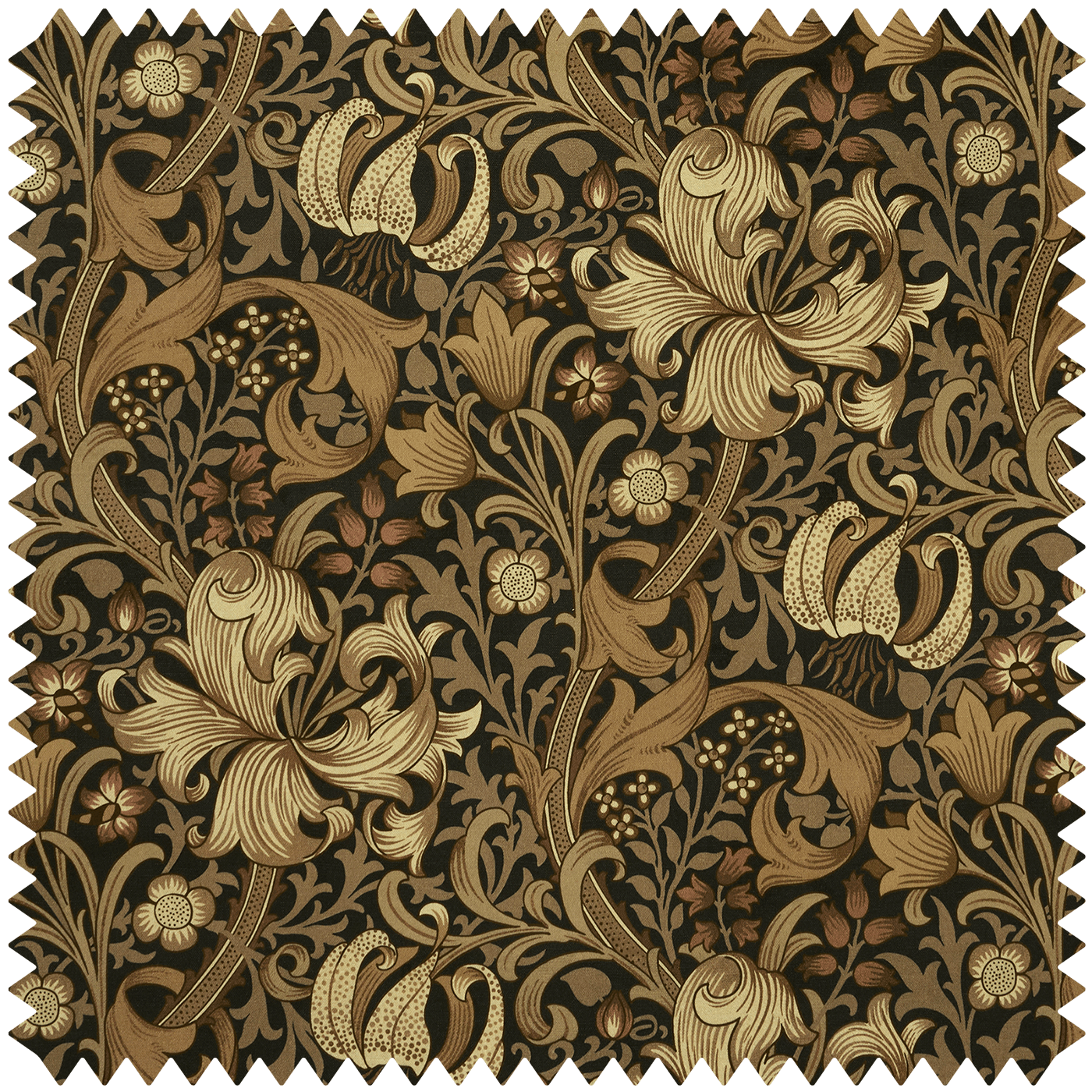 1-FA-GOL-VE-NOI-XXX-XXX - Golden Lily Velvet Fabric - Black - House of Hackney