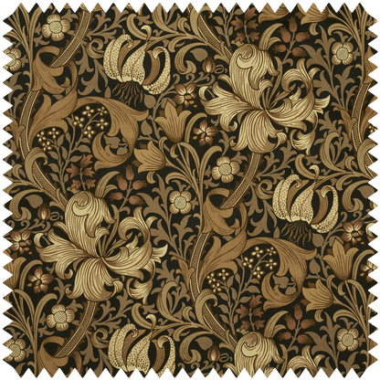 1-FA-GOL-VE-NOI-XXX-XXX - Golden Lily Velvet Fabric - Black - House of Hackney