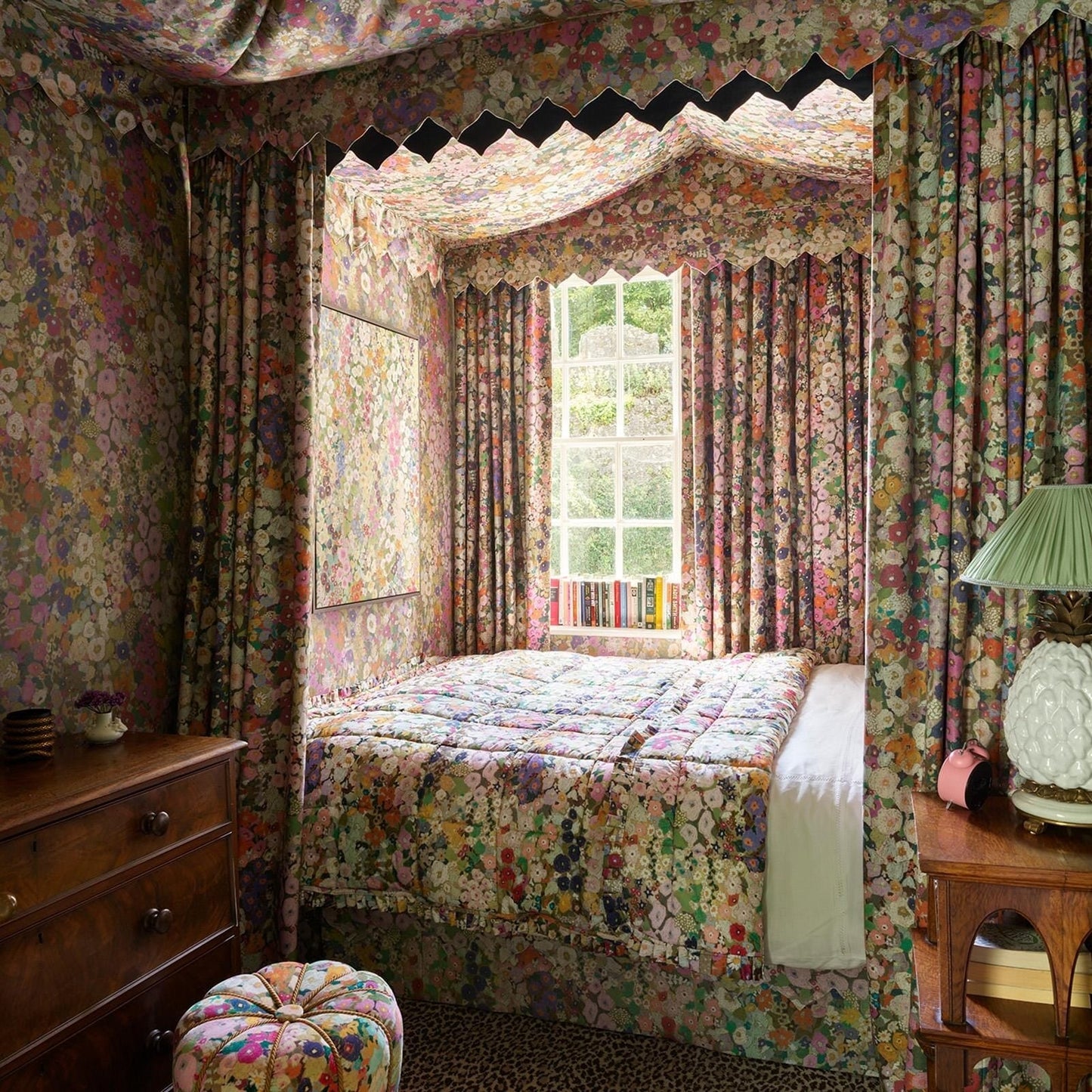 Hollyhocks Cotton Linen Fabric