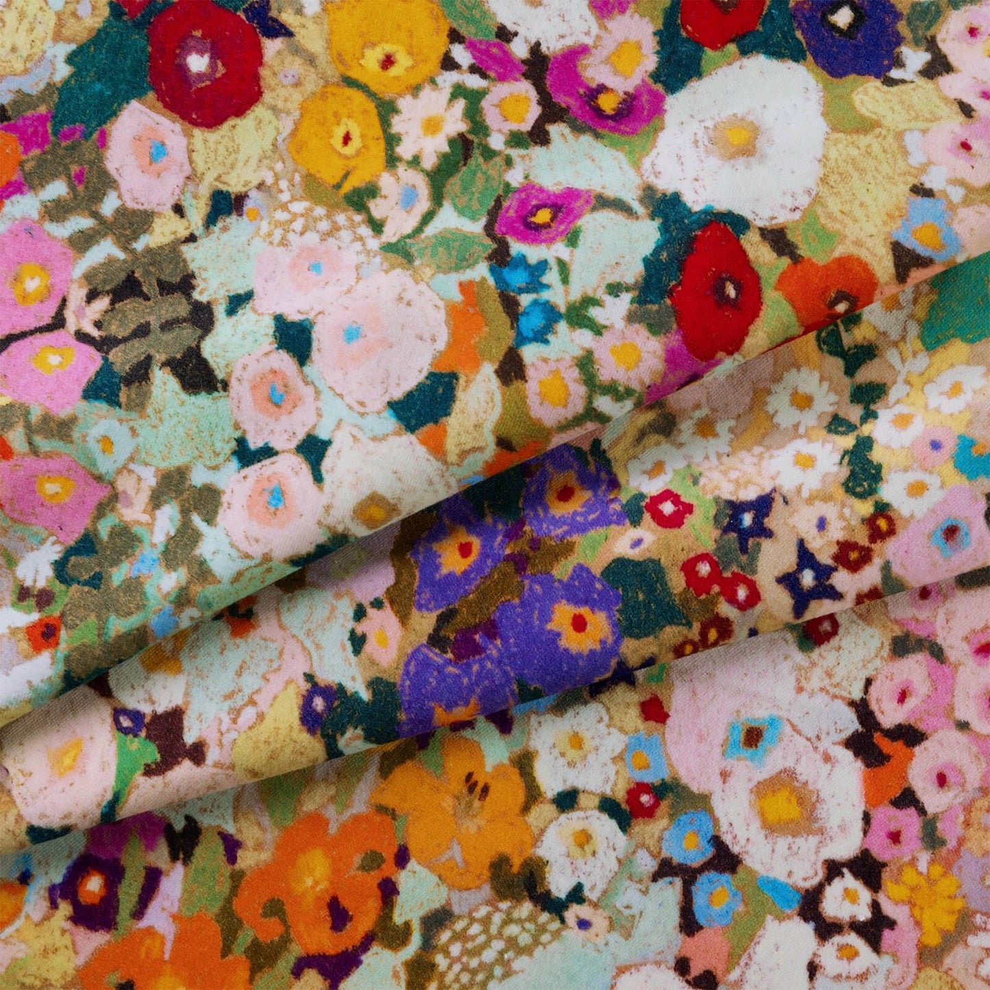 Hollyhocks Organic Velvet Fabric