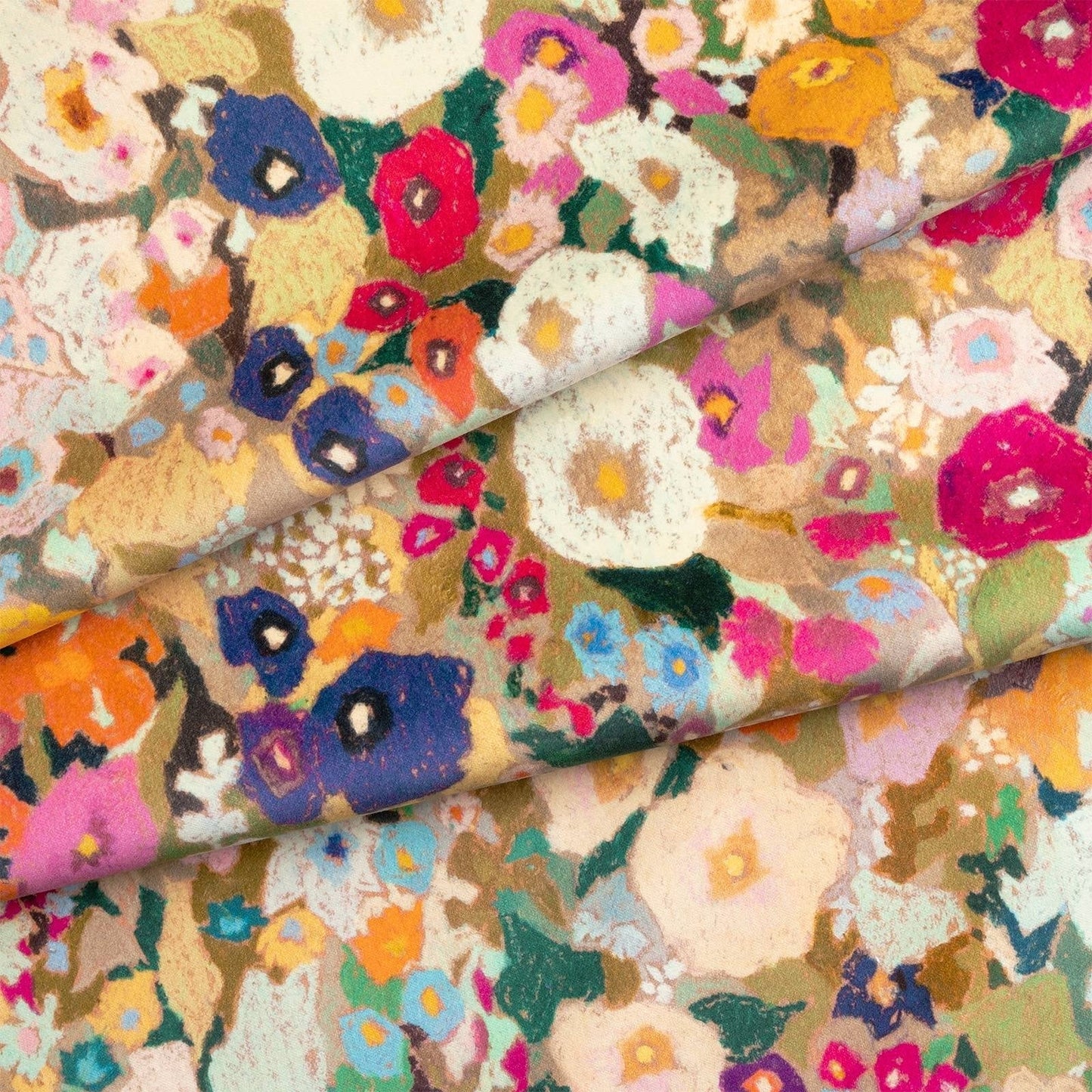 Hollyhocks Velvet Fabric