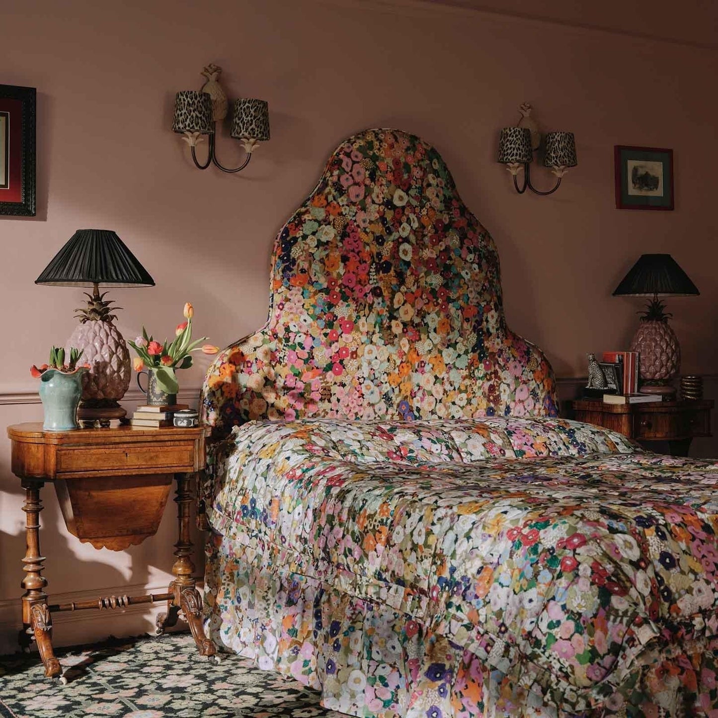 Hollyhocks Velvet Fabric