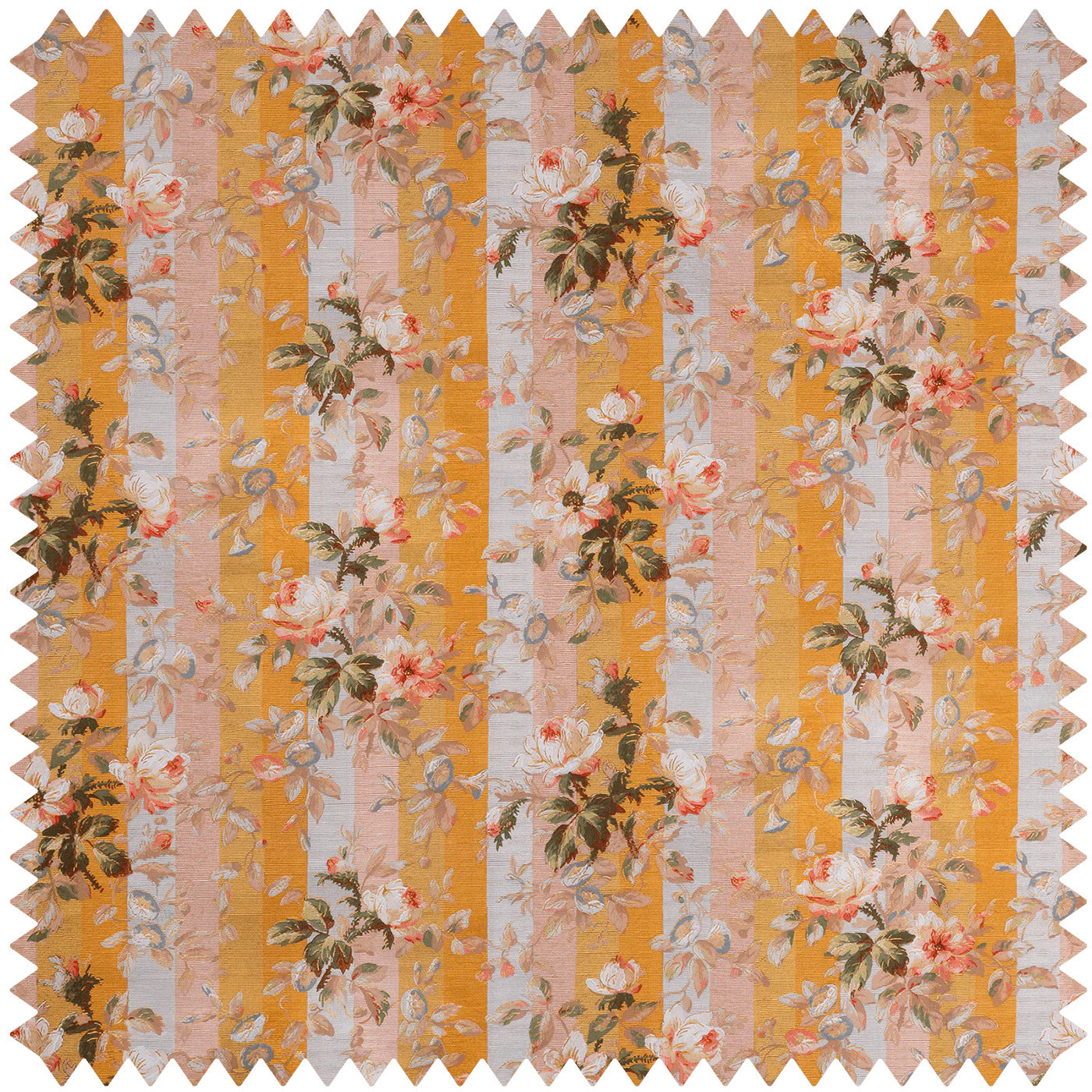 Rainbow Rose Cotton Linen Stripe Fabric