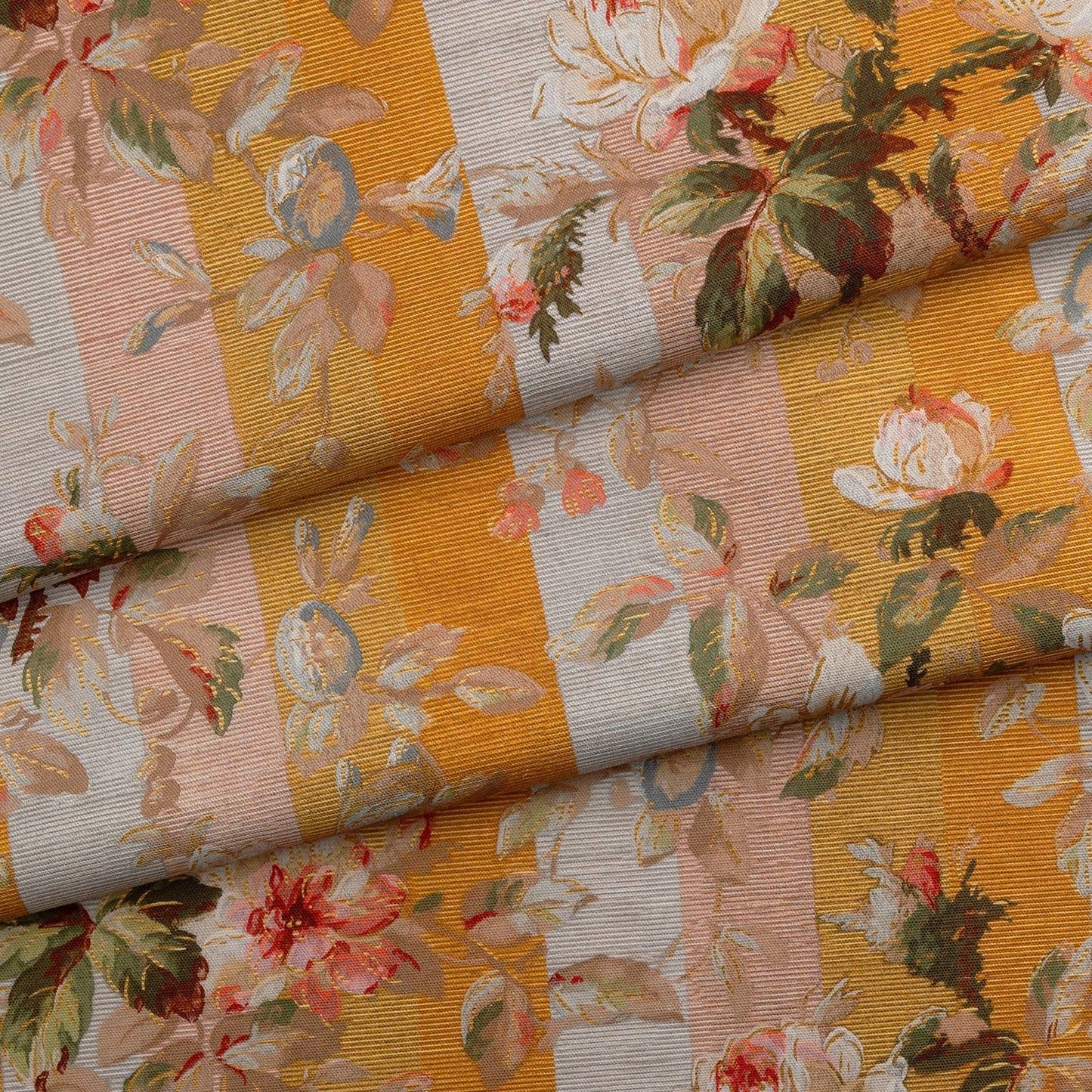 Rainbow Rose Cotton Linen Stripe Fabric