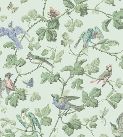 Winter Birds Wallpaper - Lilac & Teal on Duck Egg - 100/2007