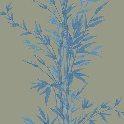 Bamboo Wallpaper - China Blue on Old Olive - 100/5026