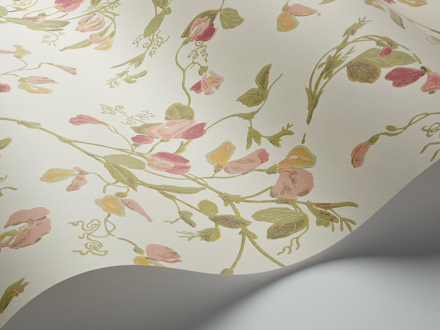 Sweet Pea Archive Anthology Wallpaper - Coral & Olive on Cream - 100/6028