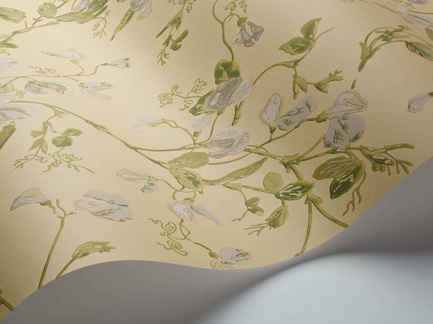 Sweet Pea Archive Anthology Wallpaper - Grey & Lime on Yellow - 100/6029