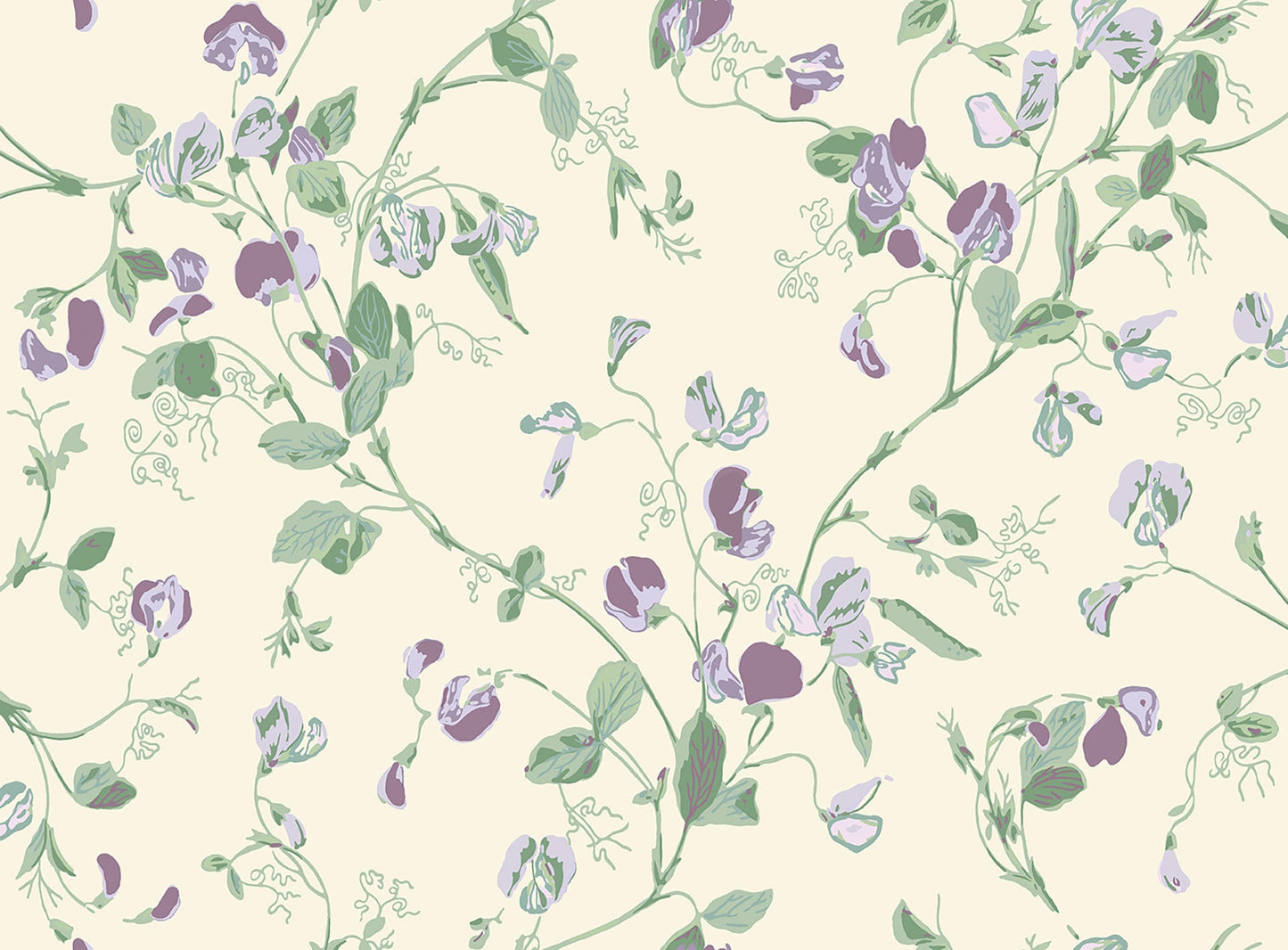 Sweet Pea Archive Anthology Wallpaper - Mulberry & Sage on Cream - 100/6030