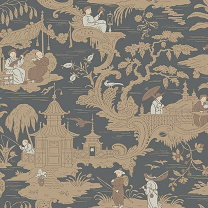 Chinese Toile Wallpaper - Spice on Soot - 100/8040