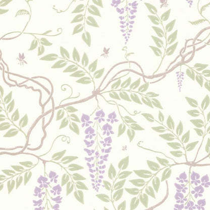 Egerton Wallpaper - Purple & Olive Green on White - 100/9045