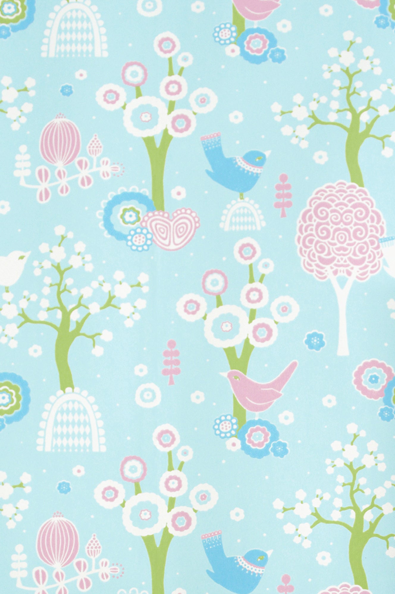 Cherry Valley Turquoise Wallpaper - Majvillan