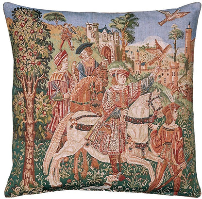 Departure for the Hunt Tapestry Cushion with Feather Filler 