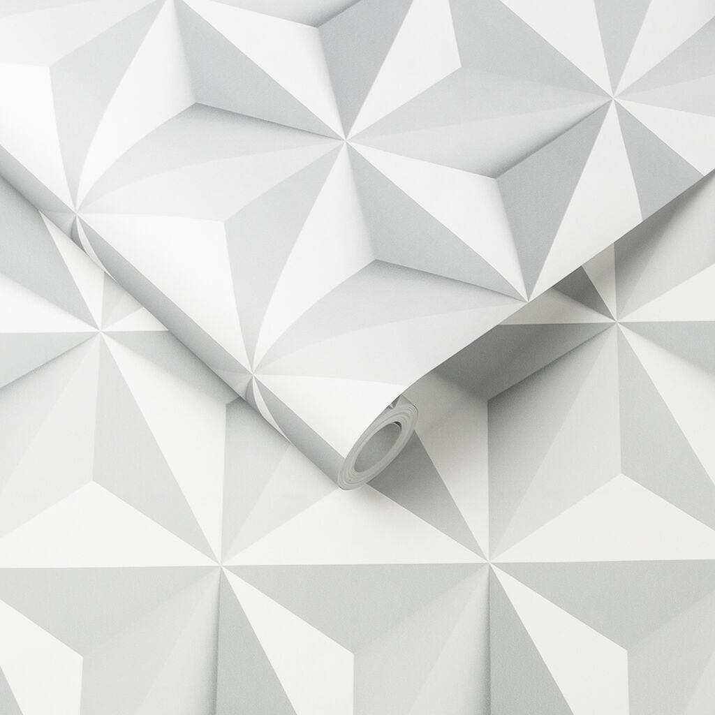 102148 - Origami Wallpaper - White - Graham & Brown