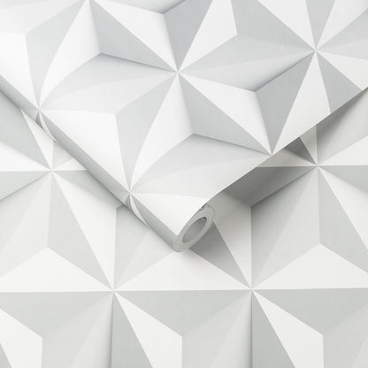 102148 - Origami Wallpaper - White - Graham & Brown