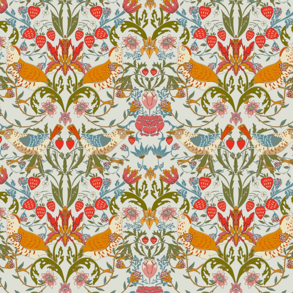 1024 - Strawberry Thief Wallpaper - Grey-Sky by Morris Collections