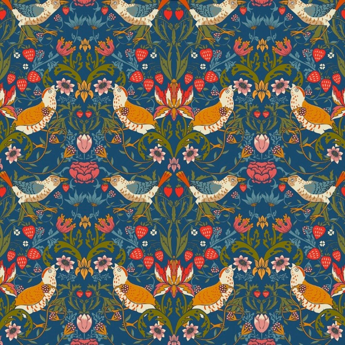 1026 - Strawberry Thief Wallpaper - Delicate Blue by Morris Collections