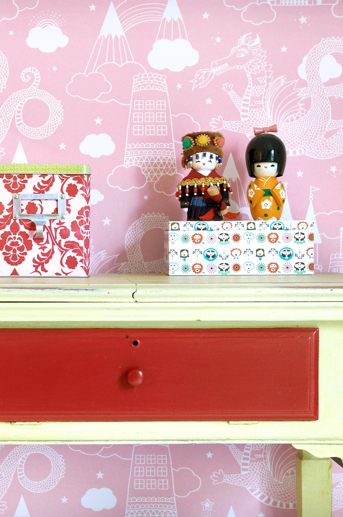 Dragon Sky Pink Wallpaper - Majvillan