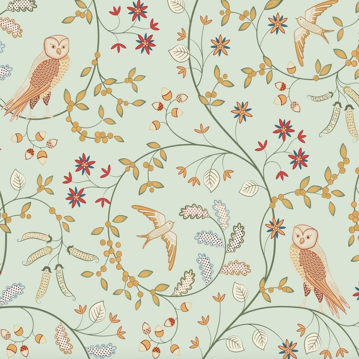 1032 - Newill Wallpaper - Newill Pale Green by Morris Collections