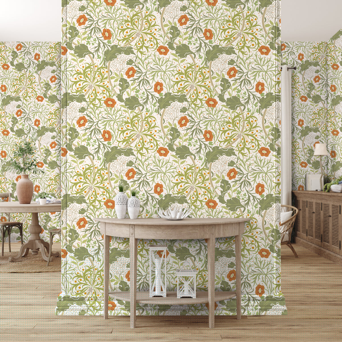 1034 - Seaweed Wallpaper - Ecru-Cream by Morris Collections