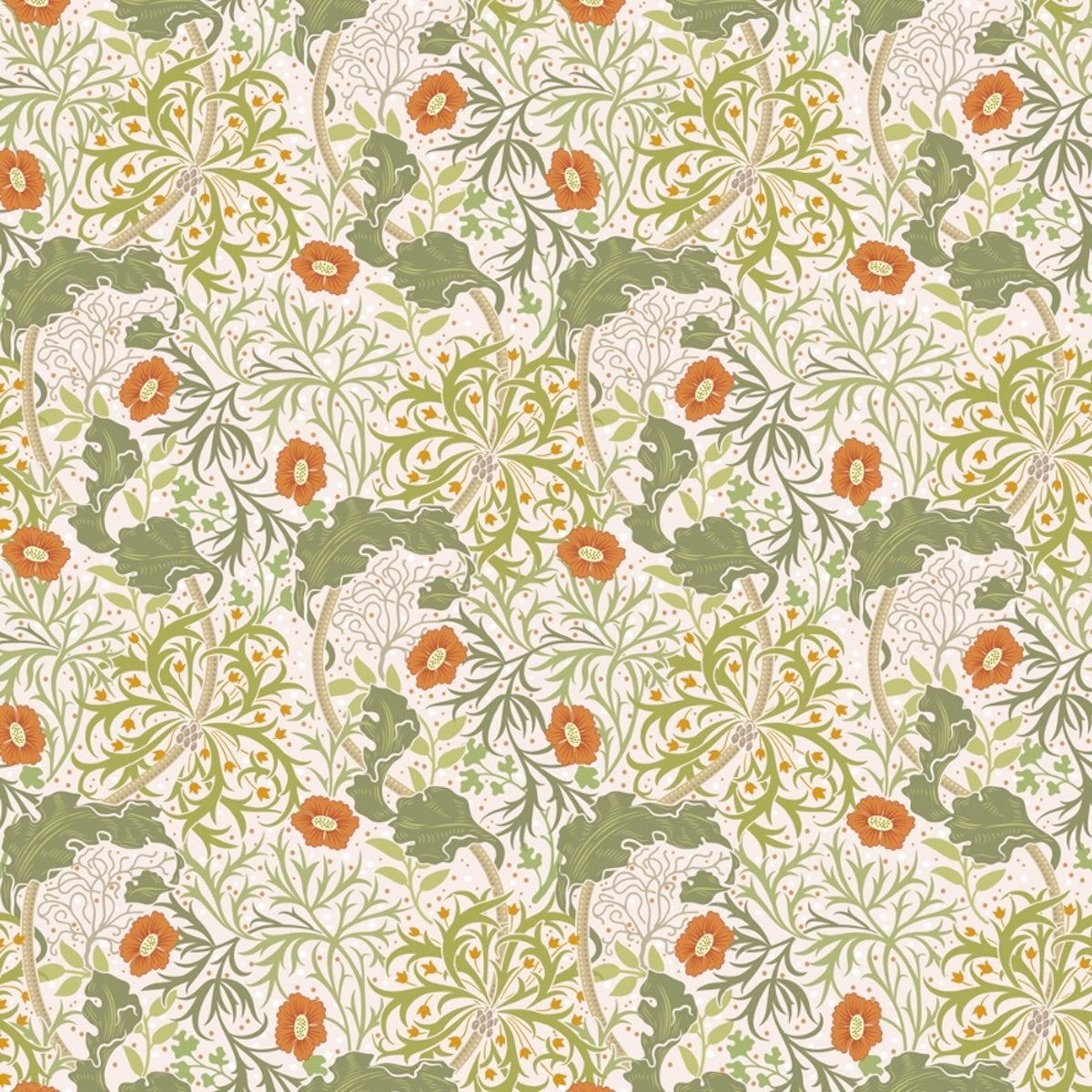 1034 - Seaweed Wallpaper - Ecru-Cream by Morris Collections