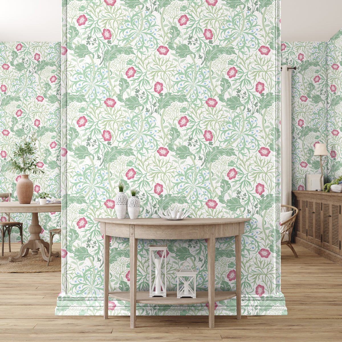 1035 - Seaweed Wallpaper - Ivory-Green by Morris Collections