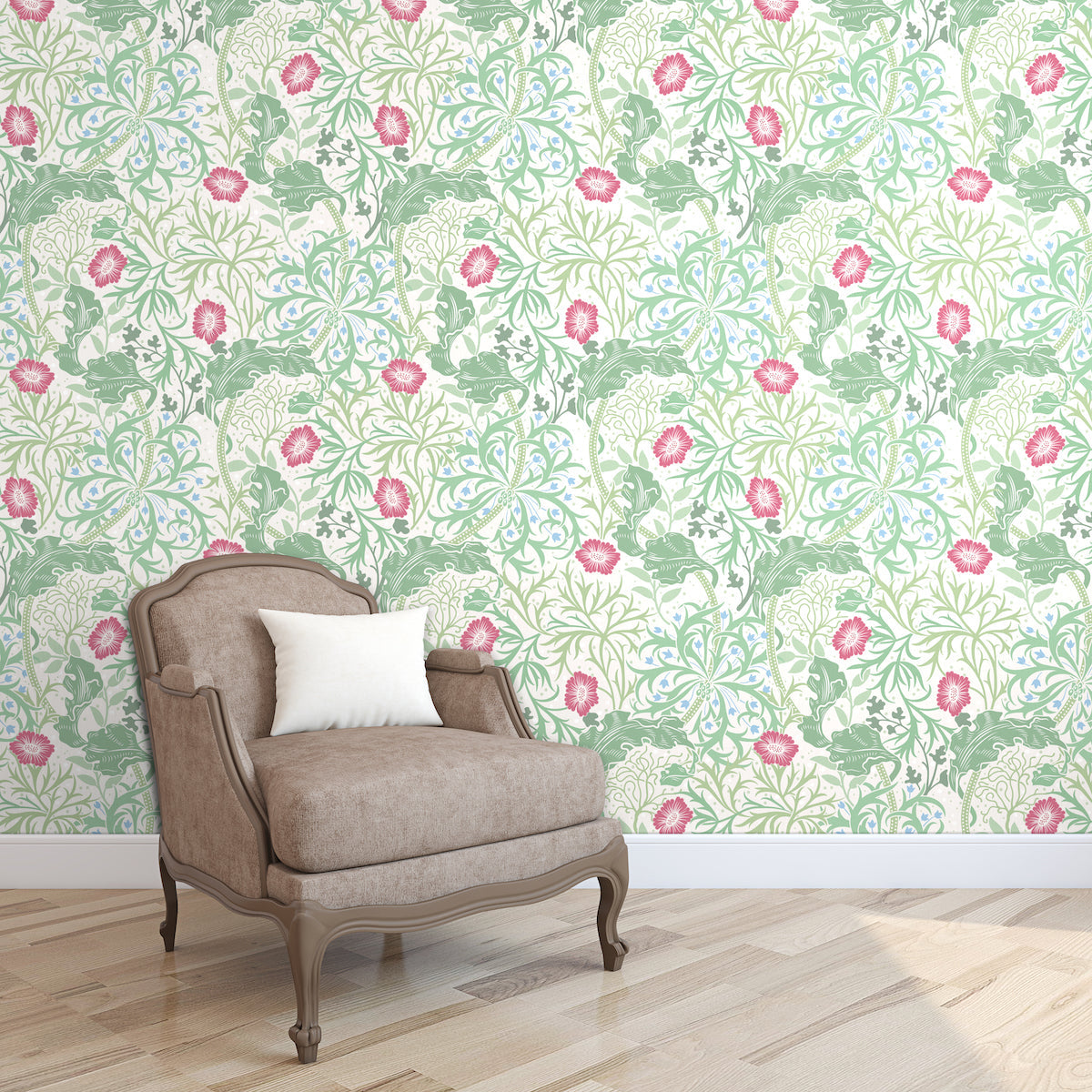 1035 - Seaweed Wallpaper - Ivory-Green by Morris Collections