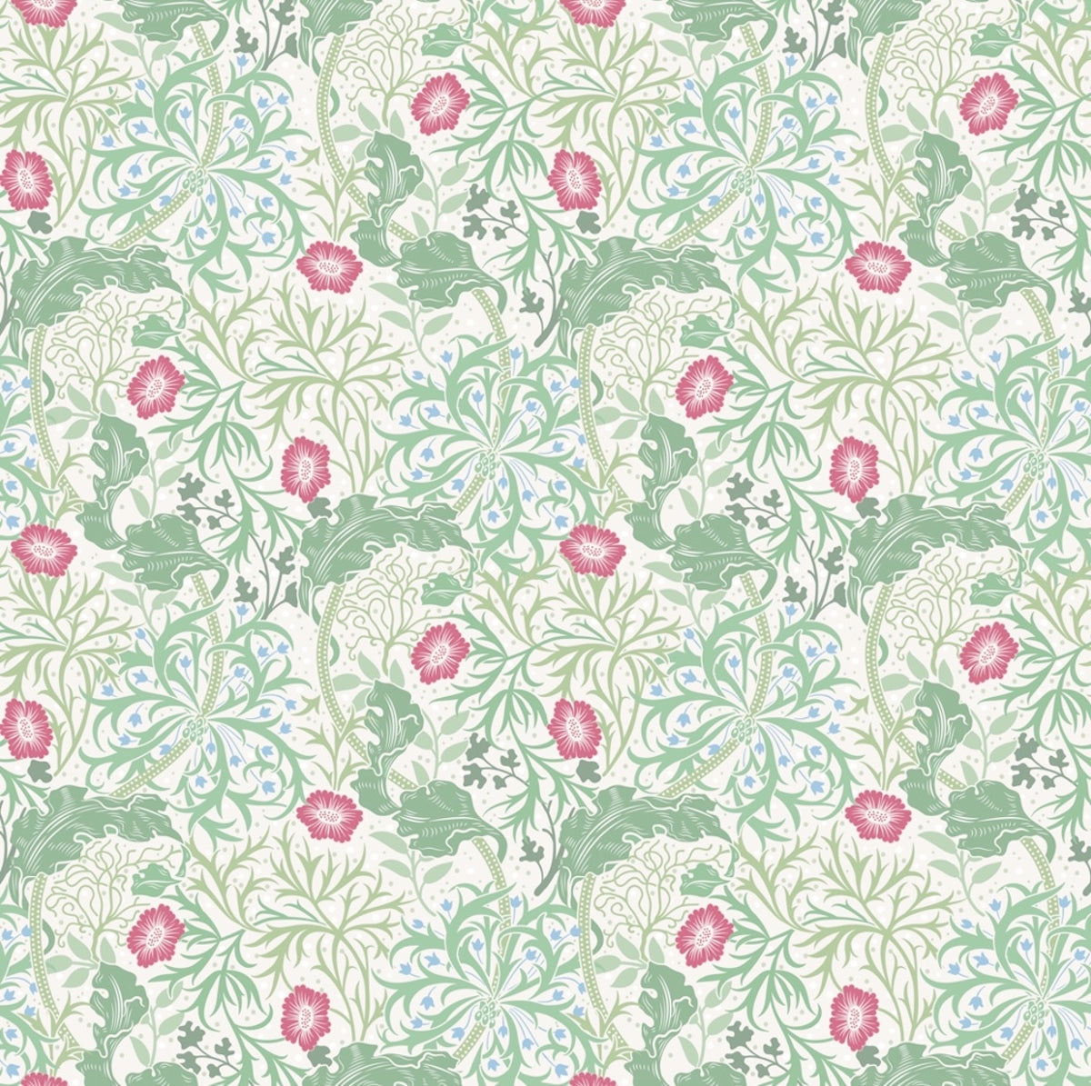 1035 - Seaweed Wallpaper - Ivory-Green by Morris Collections