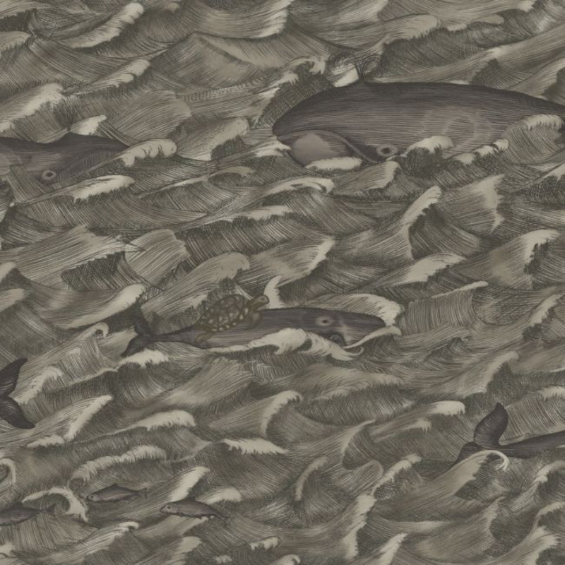 Melville Wallpaper - Charcoal & Metallic Silver - 103/1005