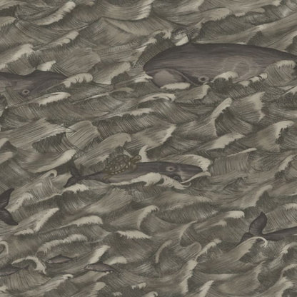 Melville Wallpaper - Charcoal & Metallic Silver - 103/1005