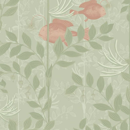 Nautilus Wallpaper - Coral and Soft Olive - 103/4020