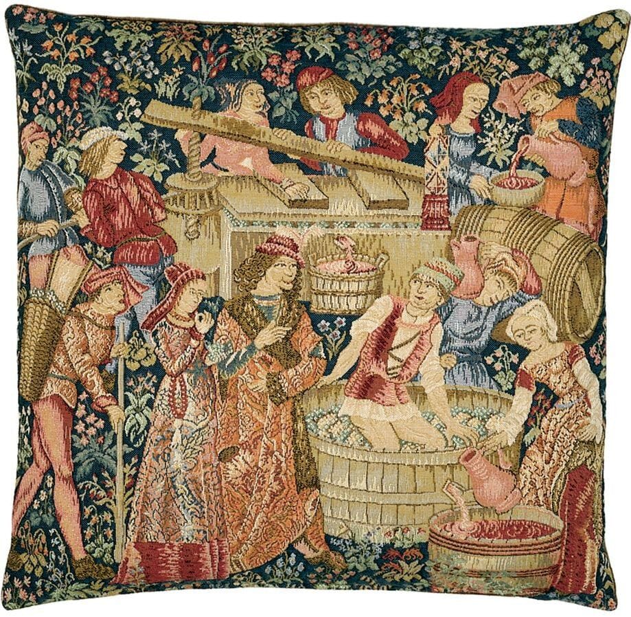 Winemakers Tapestry Cushion with Feather Filler 