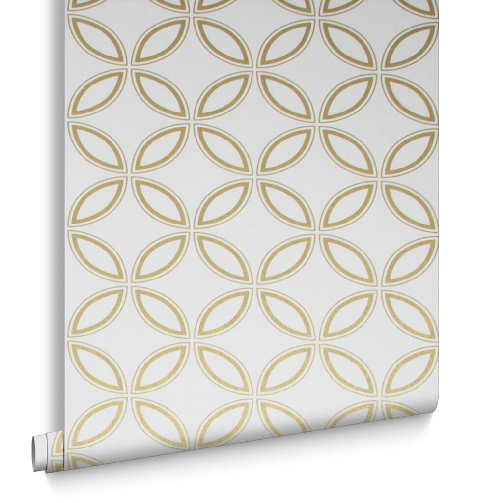 104065 - Eternity Wallpaper - White & Gold - Graham & Brown