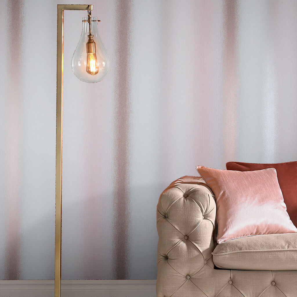 104076 - Wild Flower Stripe Wallpaper - Blush - Graham & Brown